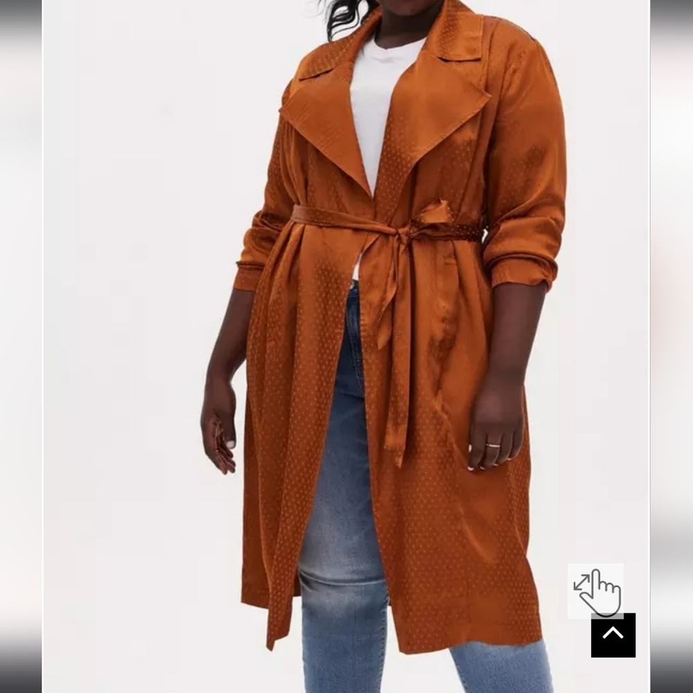 Torrid Copper Long Trench Coat Size 00X